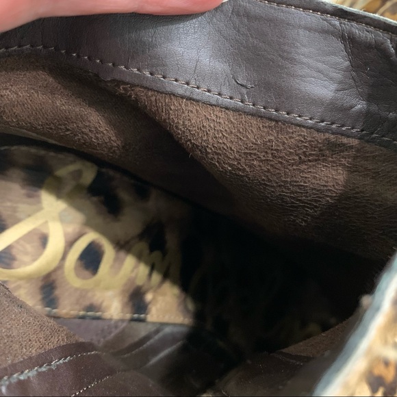 Sam Edelman  Calf Hair Leather Leopard Ankle Booties - Picture 5 of 8